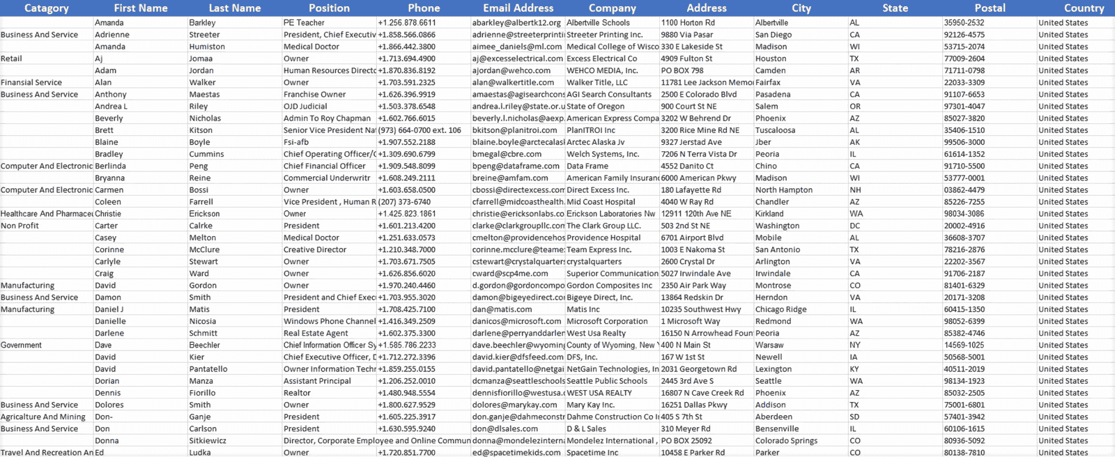 USA Companies Database